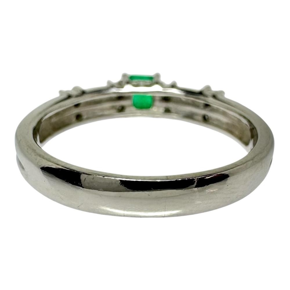 US 7.4 Emerald 0.27ct diamond Total 0.17ct Ring Pt900Platinum 5.4g Women