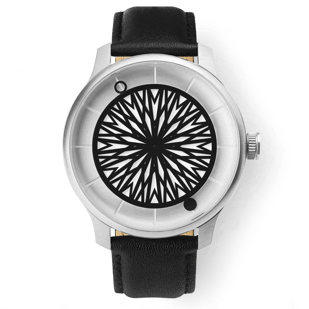 Humism Rhizome 42mm Automatic Steel Sapphire White Black Leather Unisex Watch