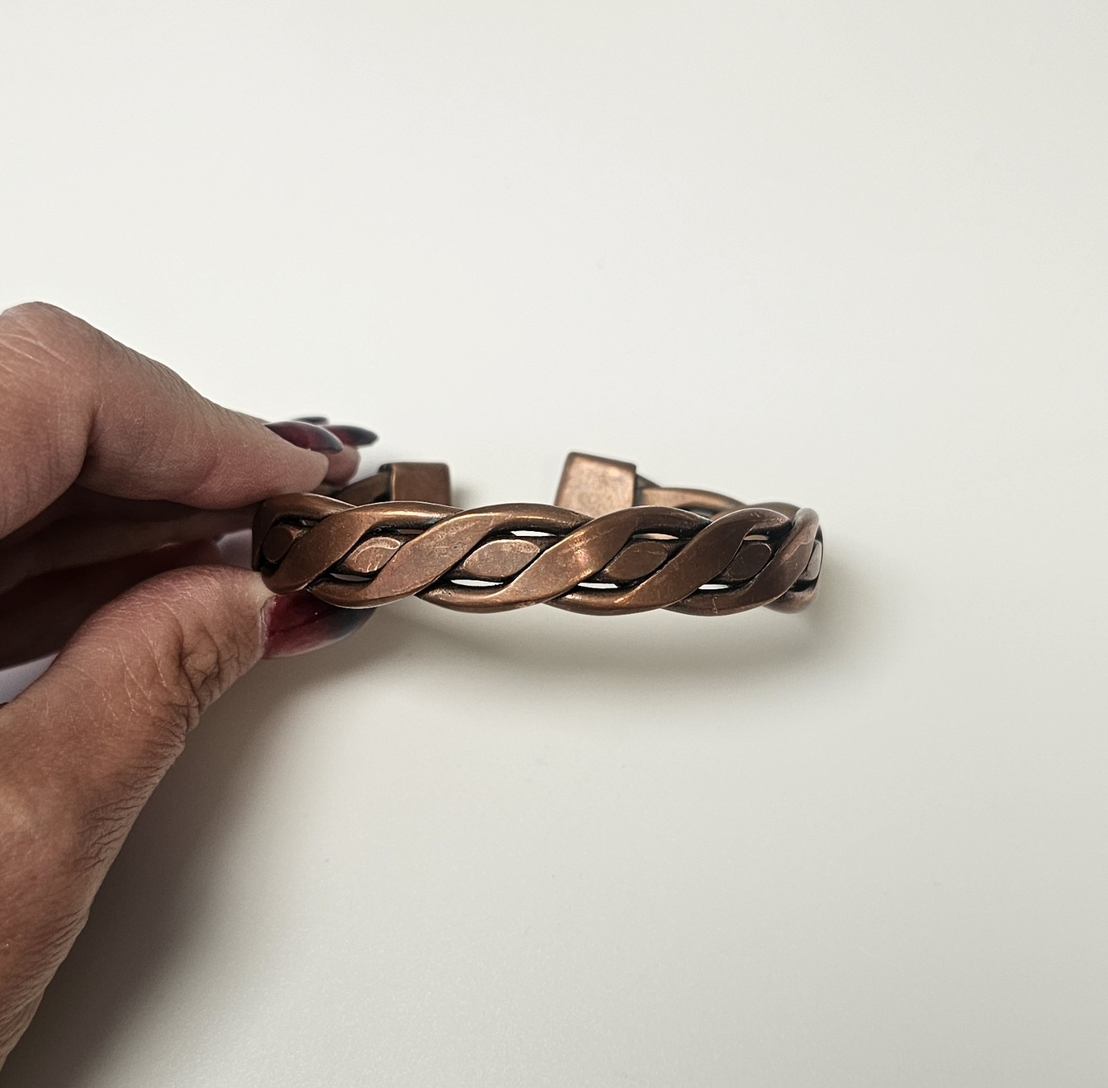 Braided Copper Cuff Bracelet Vintage Boho Unisex