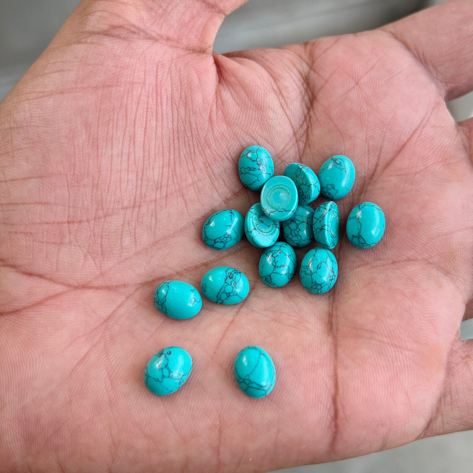Synthetic Blue Turquoise Oval 3×5 mm to 15×20 mm Cabochon Loose Gemstone Lot