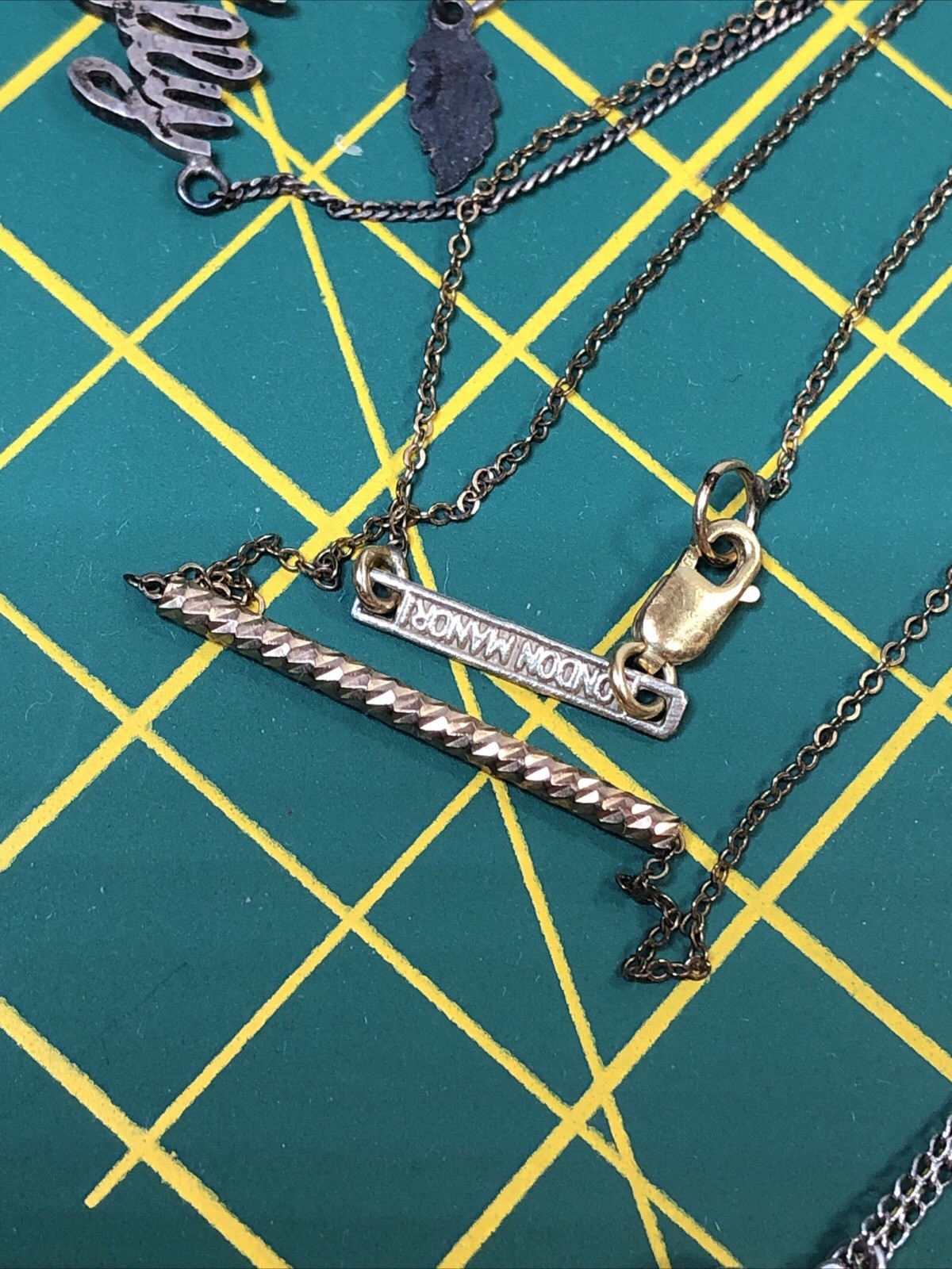 b56. 925 Sterling, GF, Mix material, Enamel, Glass, Stone 9 chain Necklaces 21g