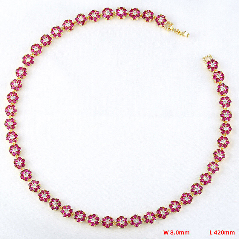 Charm Colorful Flower Tennis Chain Necklace Bracelet Jewelry Women Girl Choker