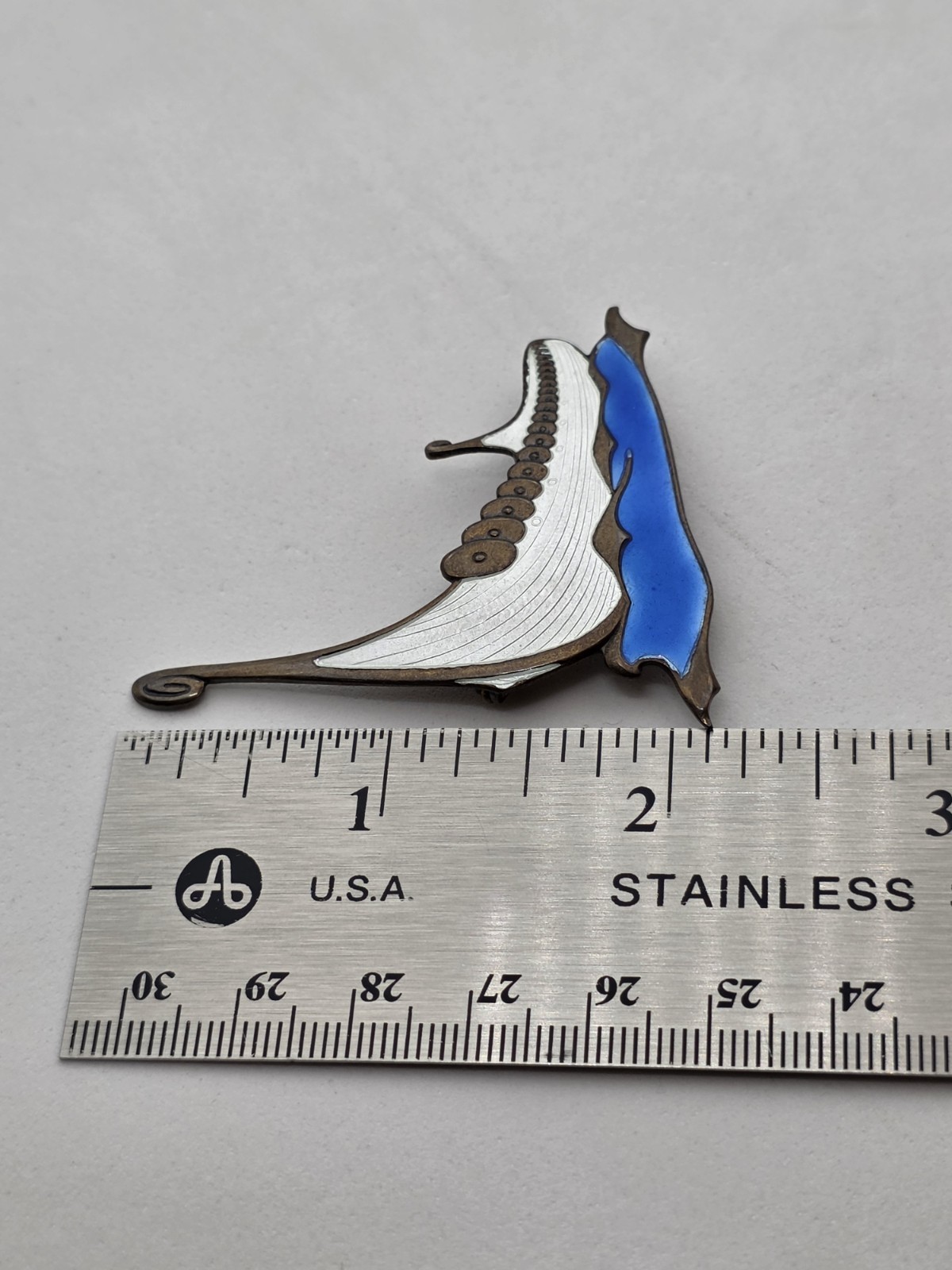 Albert Scharning Norway Sterling Guilloche Enamel Viking Ship Brooch