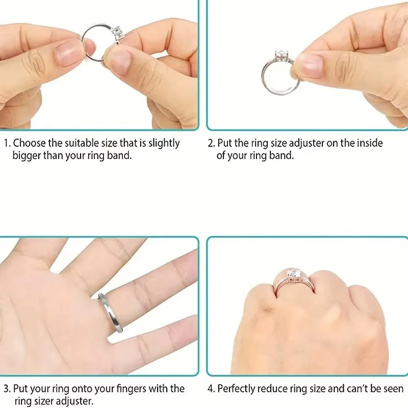 8 Sizes Clear Silicone Ring Size Adjuster Invisible Ring Guard for Loose Rings
