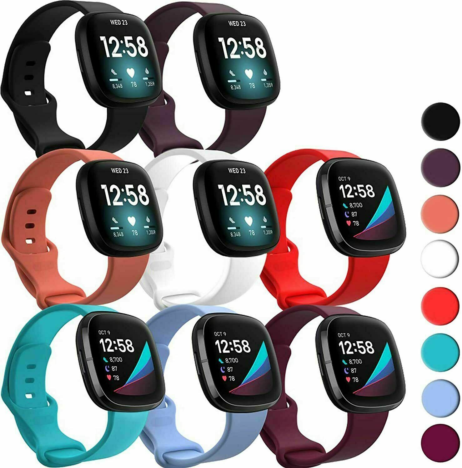 For Fitbit Versa 4/3 Sense Silicone Strap Wristband Replacement Watch Band Sport
