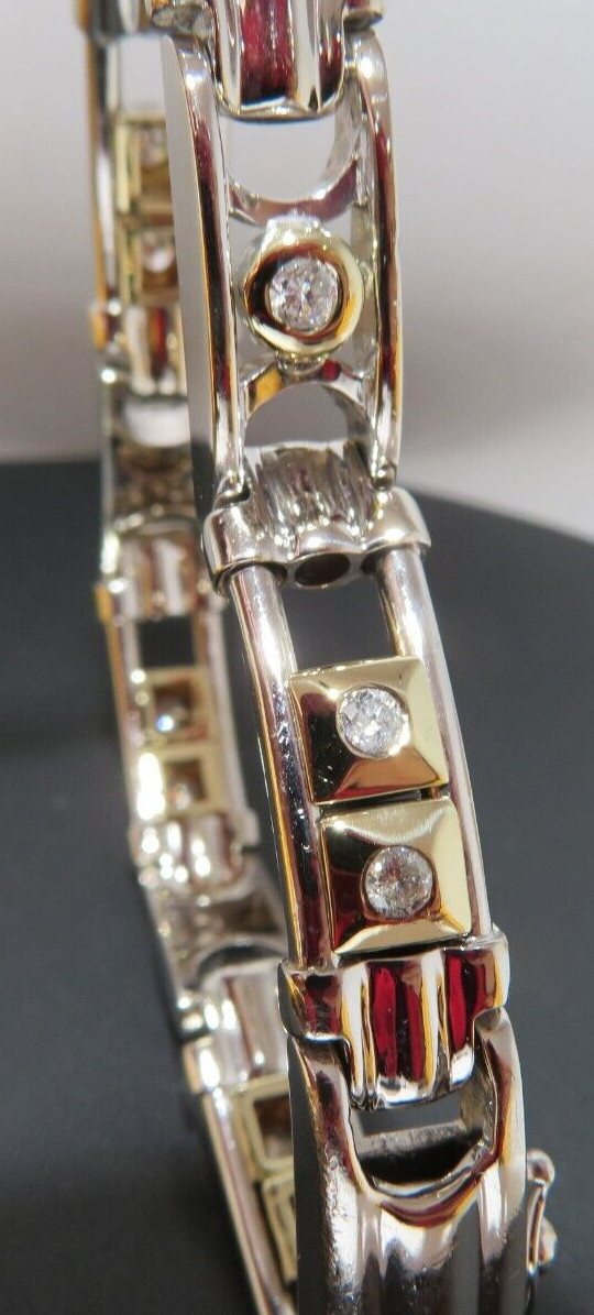 14K 2TONE MEN’S DIAMOND BRACELET 0.90 tcw 8″ LONG 9.21 MM WIDE 42.13gr (AI-2285)
