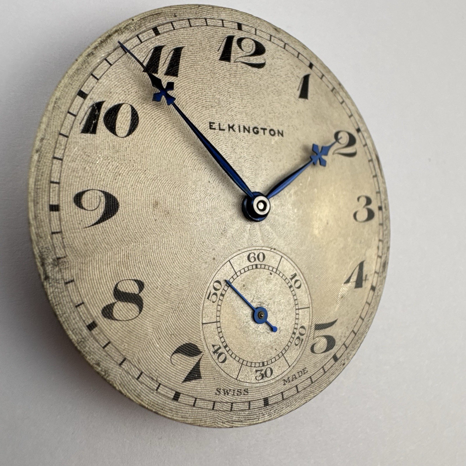 Pocket Watch Movement Swiss 39.7mm, 12S Good Hands, Guilloche Parts Repair (966)