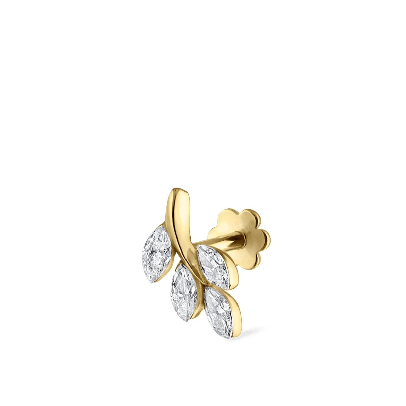 Marquise Moissanite Floral Helix Cartilage Stud 925 Sterling Silver