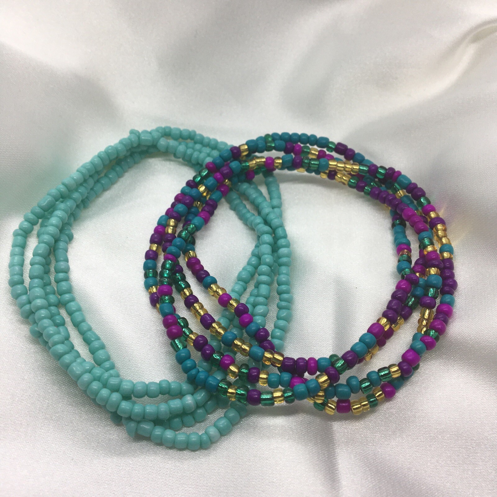 2 PC Handcrafted Waist Beads Jewelry African Bohemia Bracelets Anklet New 2291