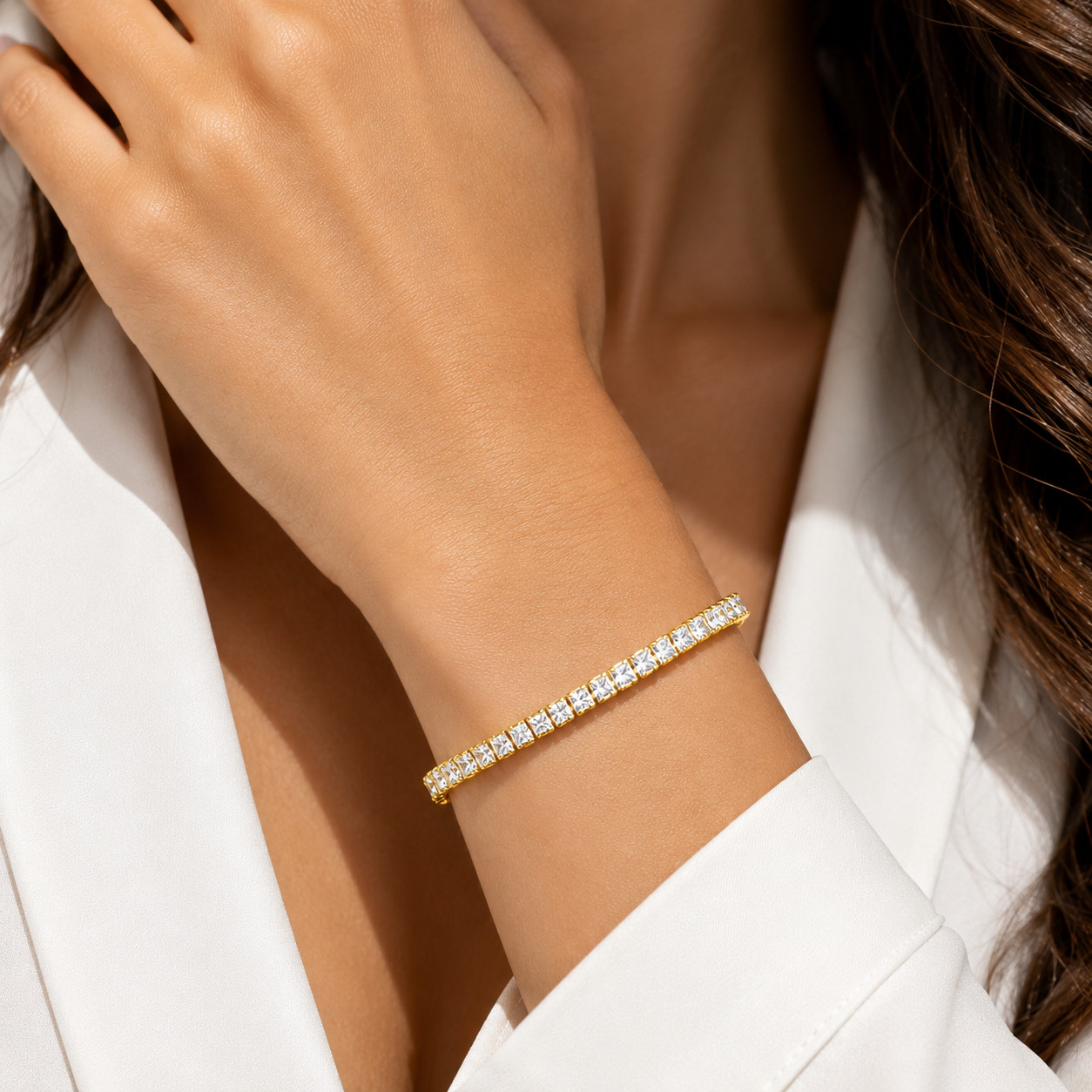 Gold Plated Tennis Bracelet With Cubic Zirconia Unisex Hip Hop Jewelry Women Men