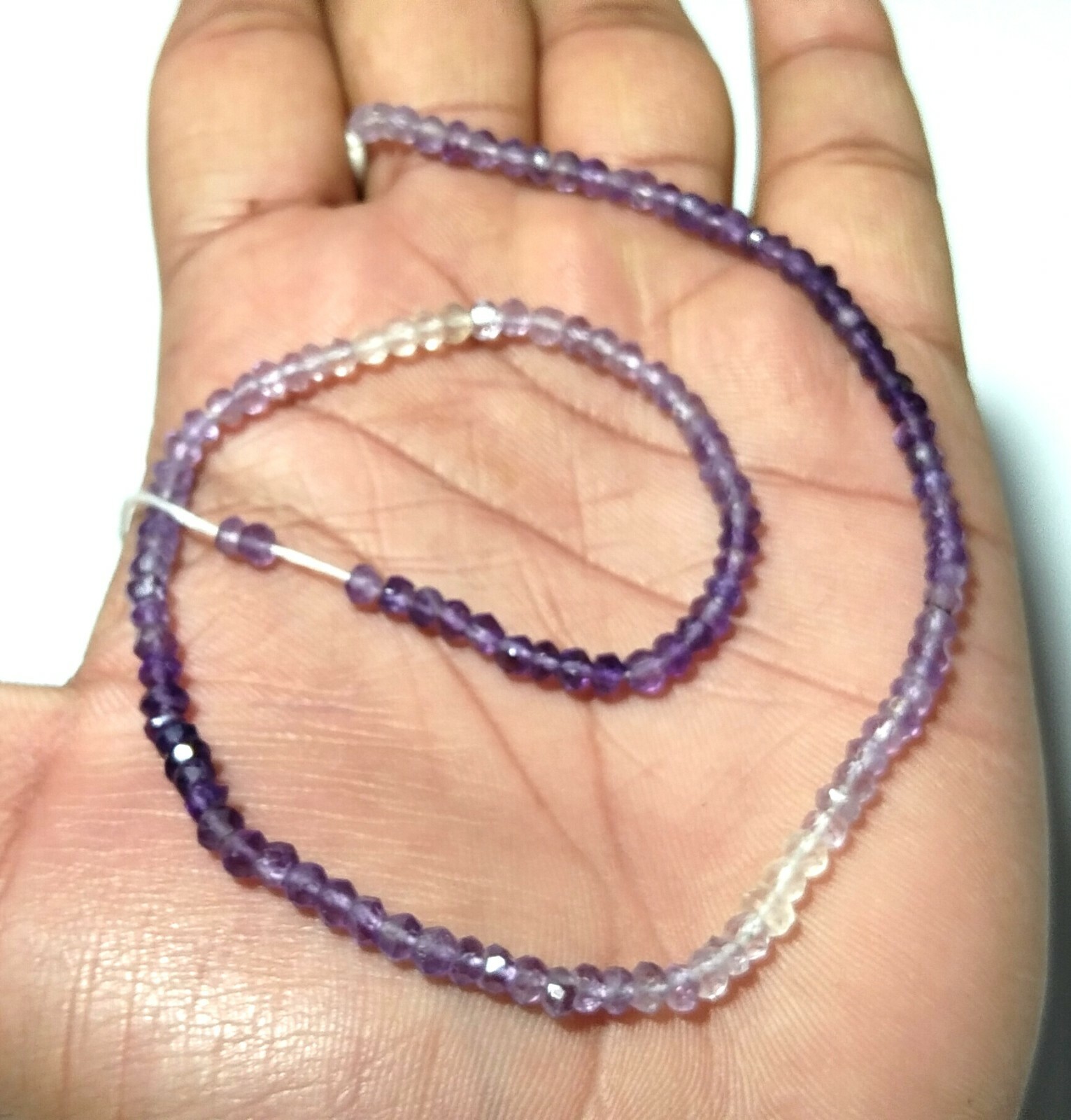 NATURAL AMETHYST SHADED 3.5-4MM RONDELLE FACETED GEMSTONE BEADS 13″INCH 1 STRAND