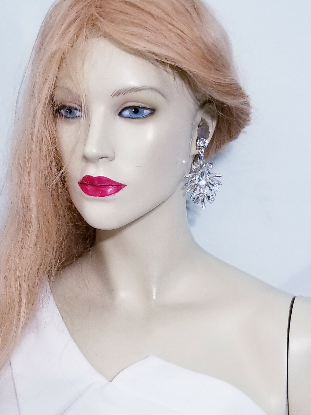 Clear Chandelier Drop Earrings Rhinestone Crystal 2.8 in