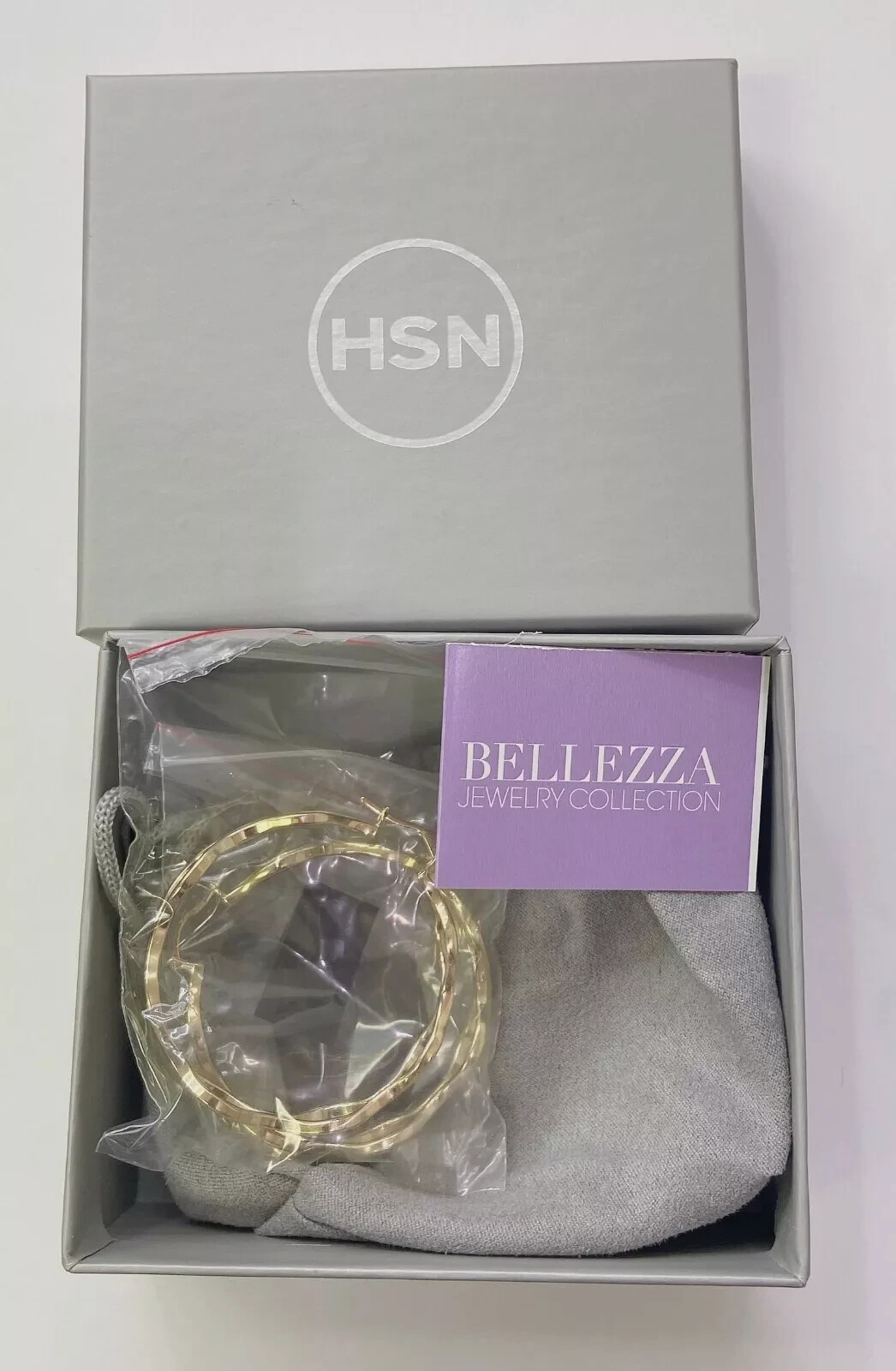 HSN Bellezza 14K Gold Clad Sterling Silver Wavy Negative Space Hoop Earrings