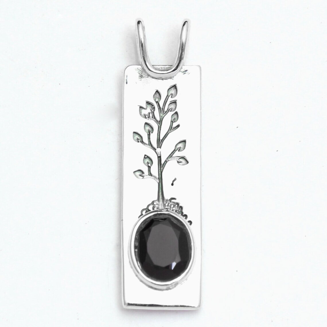 Tree of Life Pendant with Black Onyx Gemstone – 925 Silver Unique Jewelry Gift