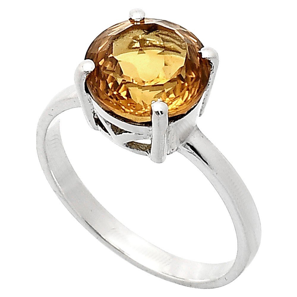 Fancy Cut Premium Natural Citrine 925 Sterling Silver Ring s.9.5 Jewelry R-1019
