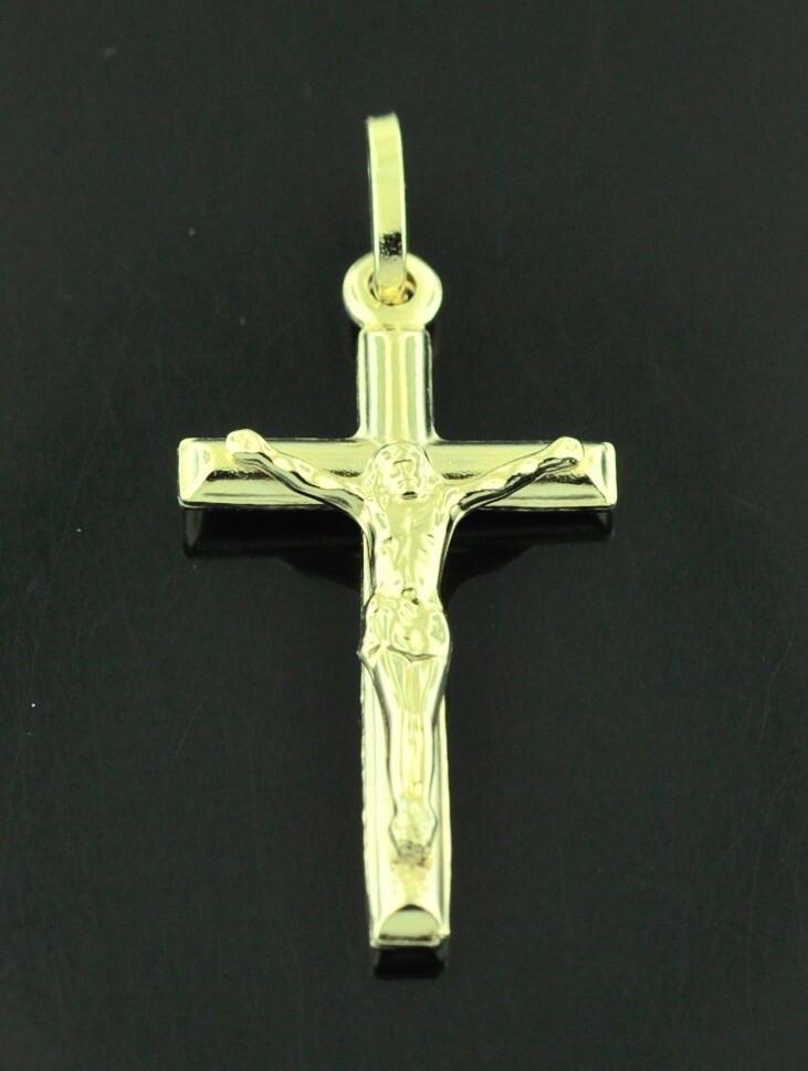 14k solid yellow gold JESUS CHRIST cross pendant #6251 crucifix 1.30gr h3jewel