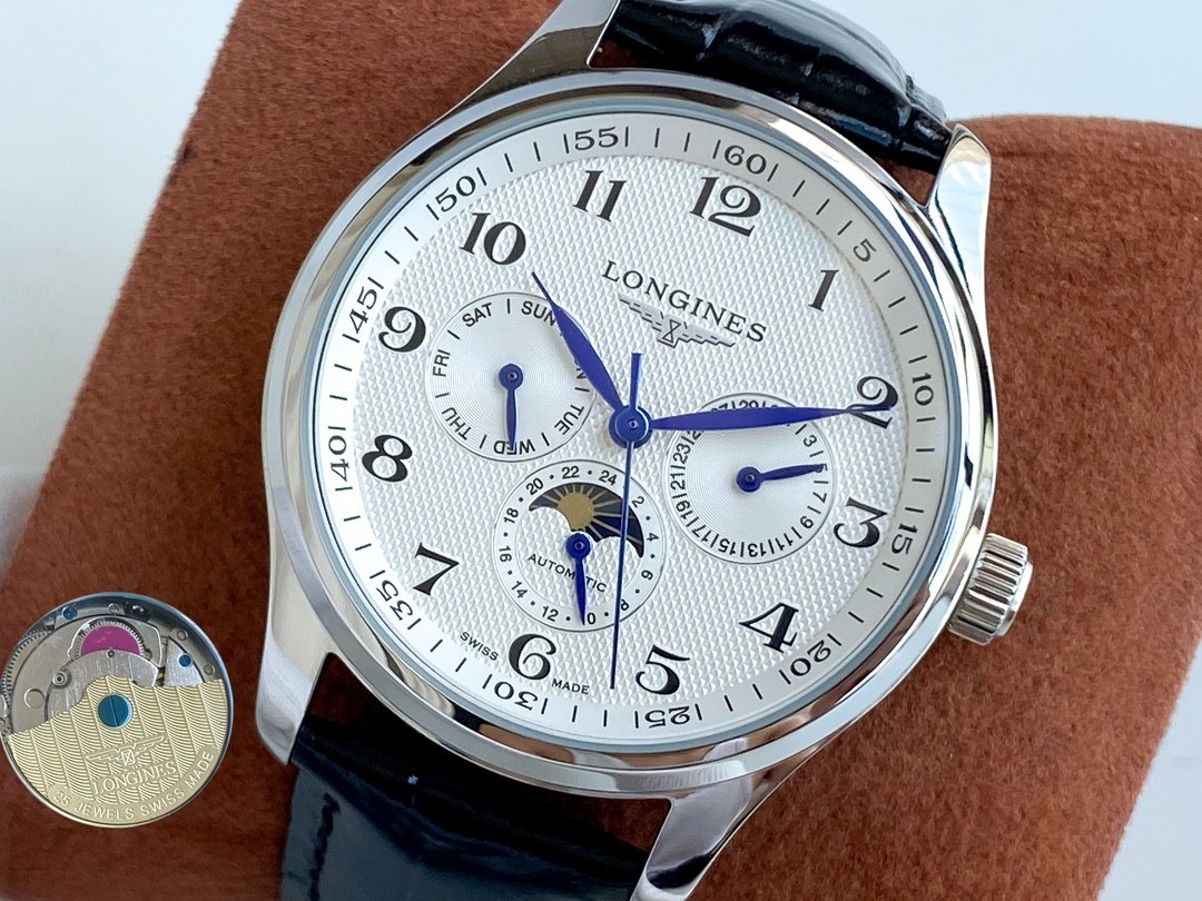 Longines Master Collection Men’s Automatic Moonphase Watch 40mm Leather
