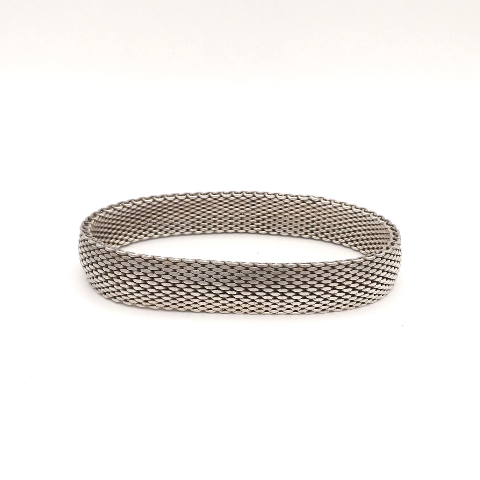 Sterling Silver Woven Mesh Somerset Bangle Bracelet Slip On 40gr Vintage 7.5in