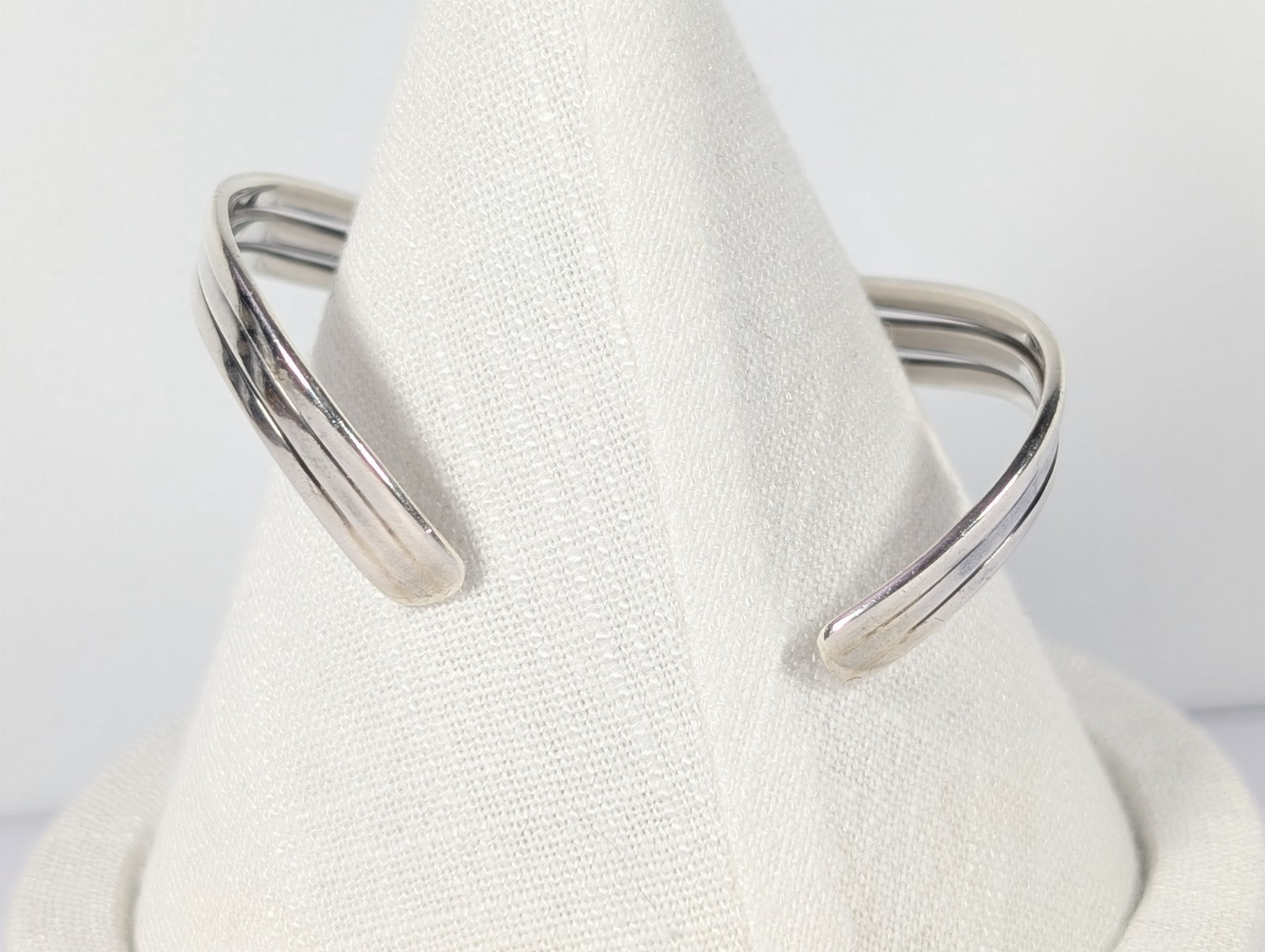 Vtg TAXCO REPRODUCTION Sterling Silver 925 MODERNIST Wavy Cuff Bracelet 6.5″