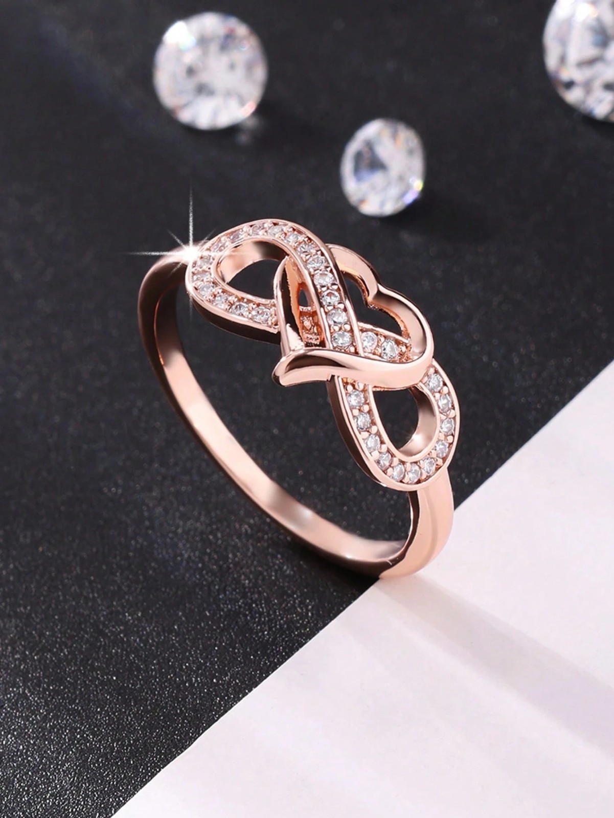 Infinity CZ Ring Heart Forever Endless Love Eight Shape Band Ring Women Jewelry