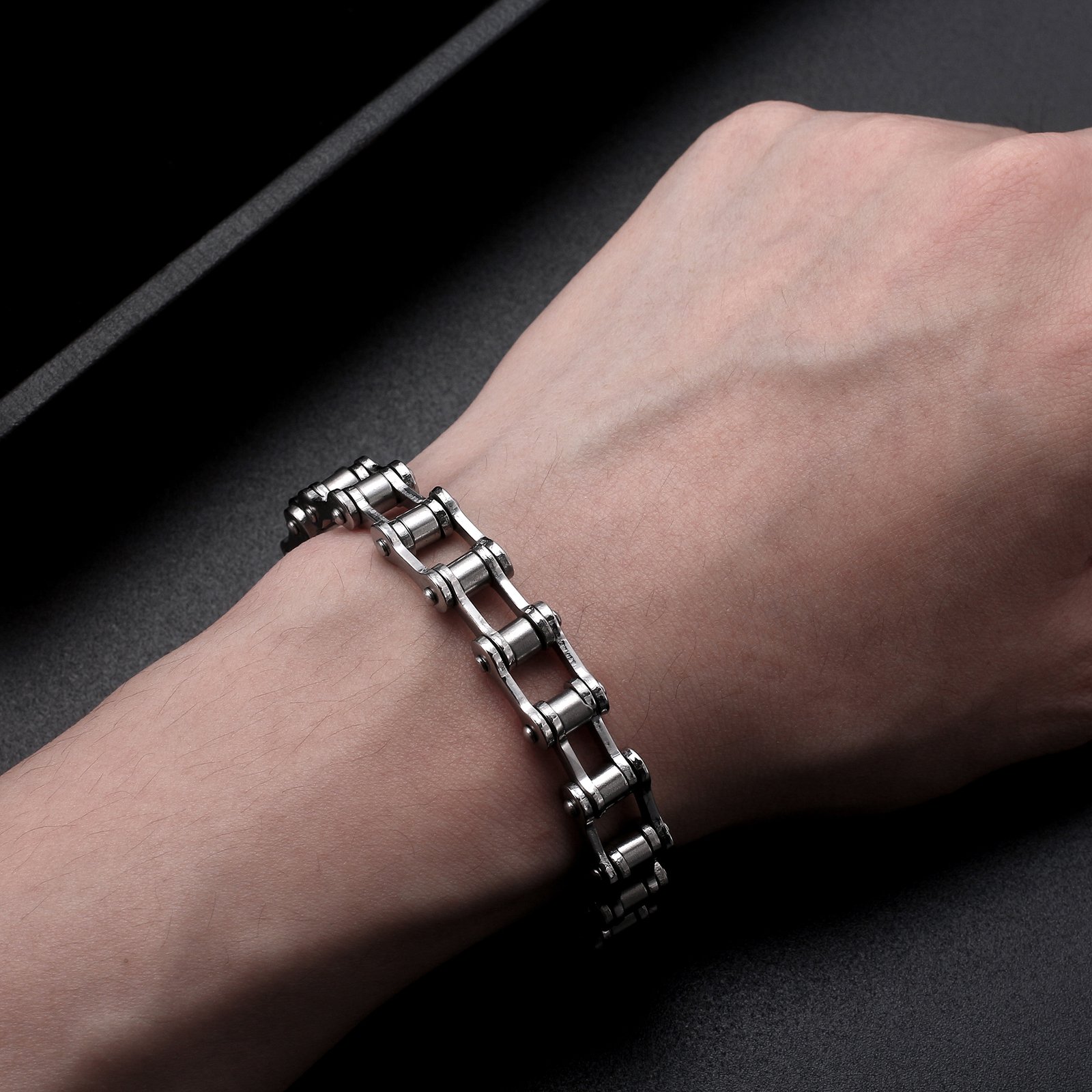 Biker Bracelet for Men Stainless Steel Bracelet Goth Motorcycle Bike Chain by…