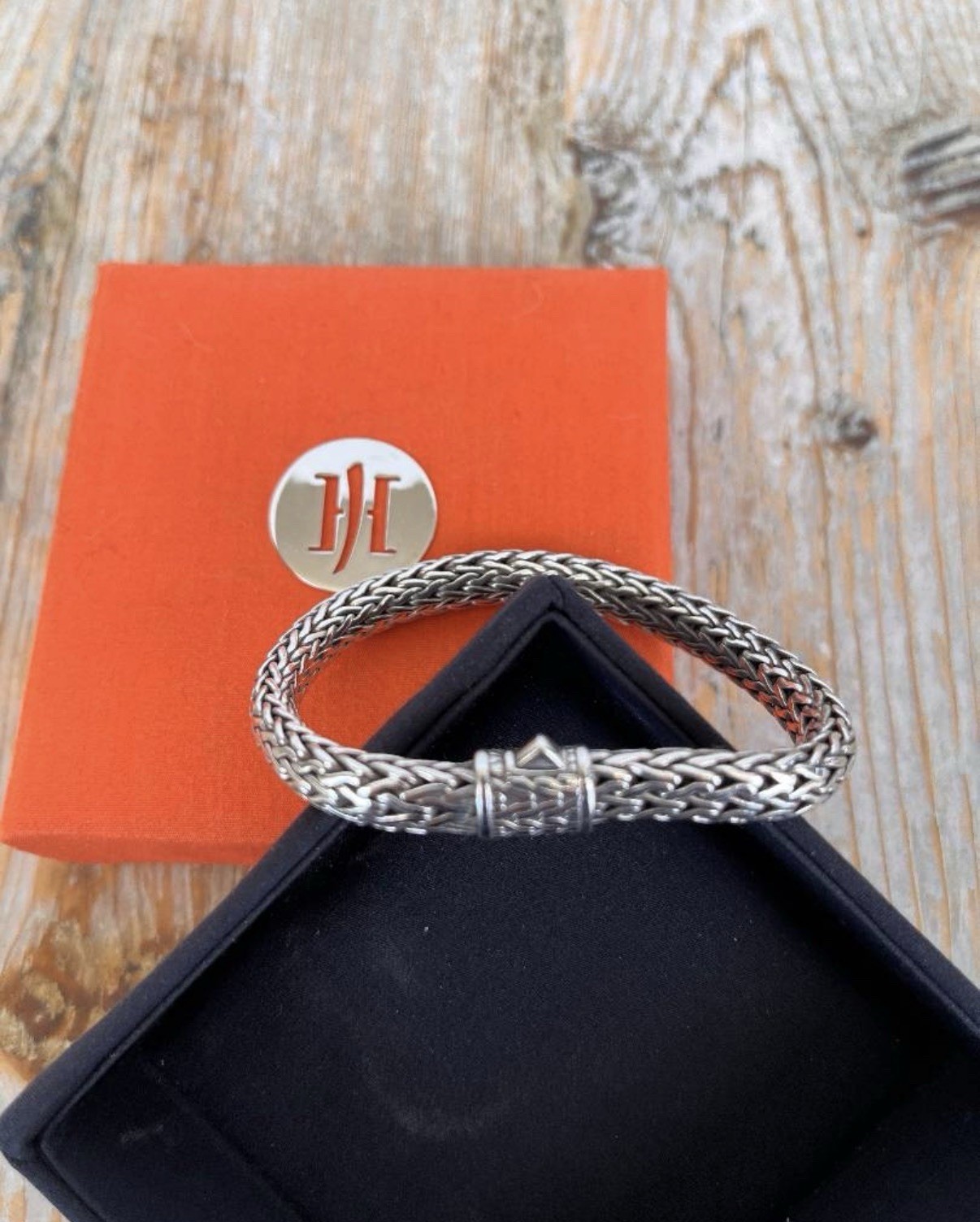 John Hardy 925 Sterling Silver Wheat Chain Cuff Bracelet Signed, No Stone