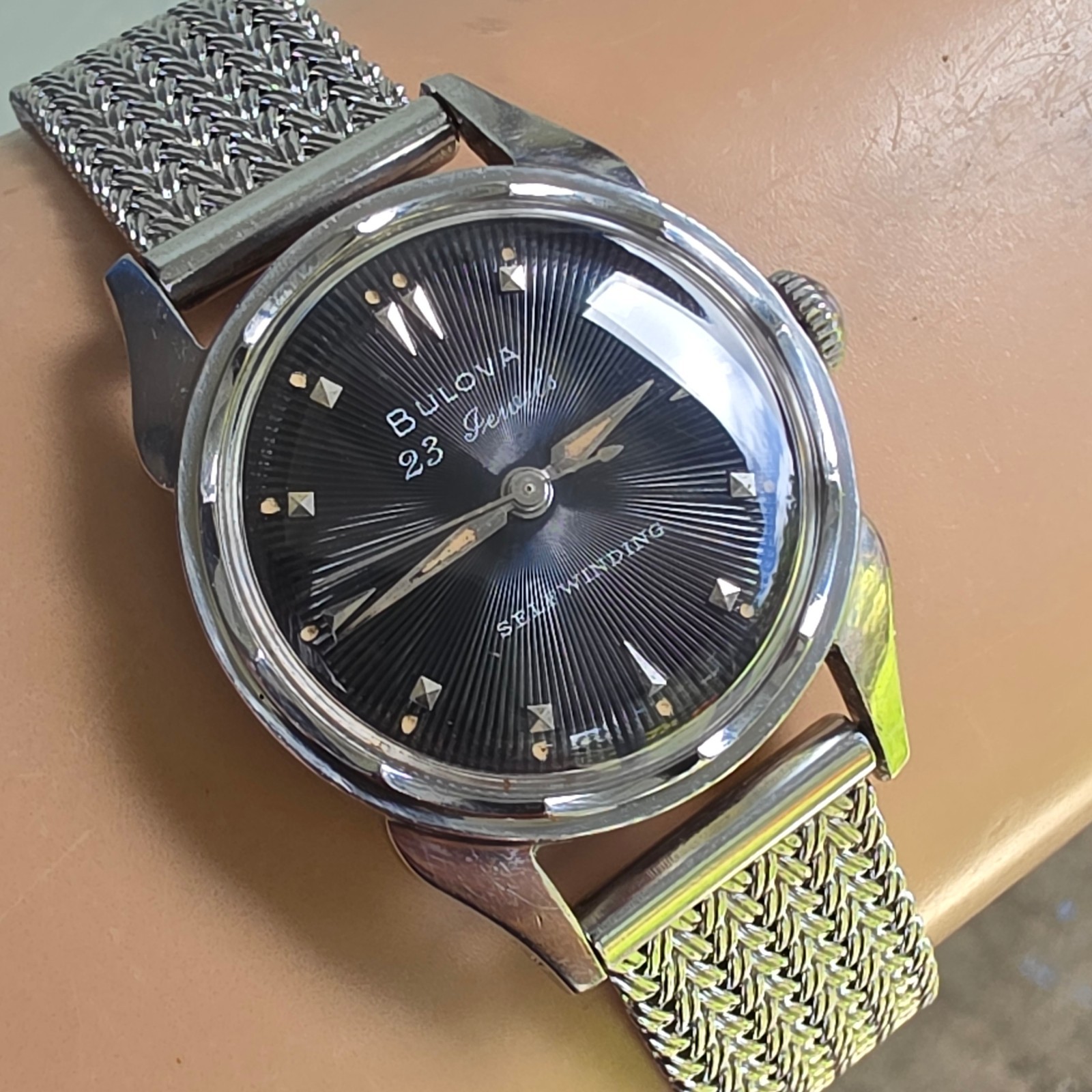 Vintage Bulova 23 “A” Men’s automatic watch sunburst dial 10BPAC USA 1950s