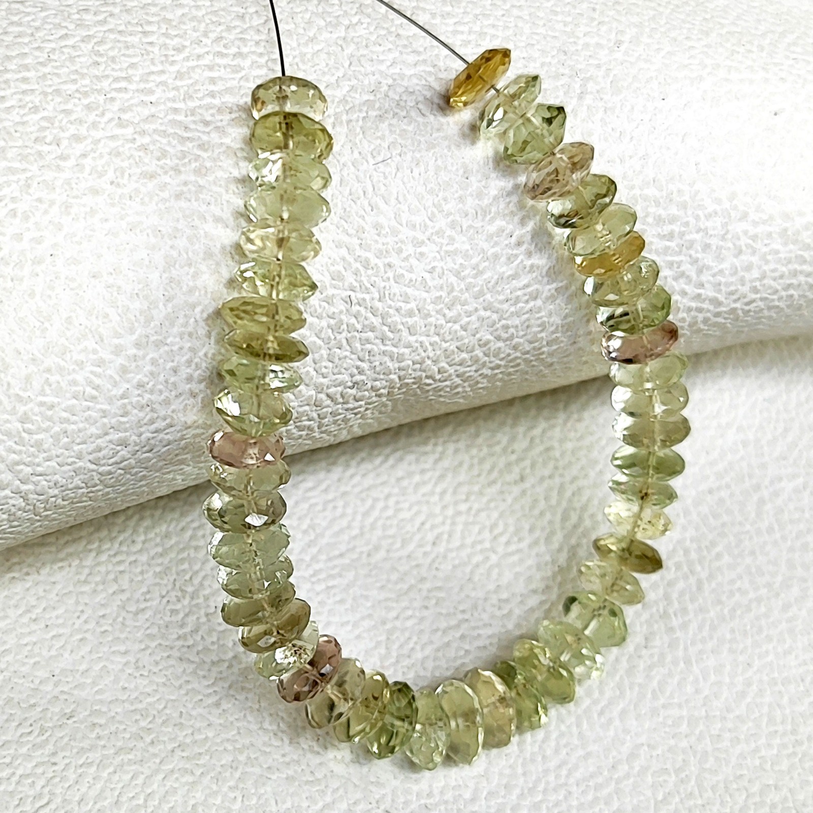 Brazil Green Amethyst Prasiolite Faceted Rondelle Beads 7-8mm 6″ Gem Strand