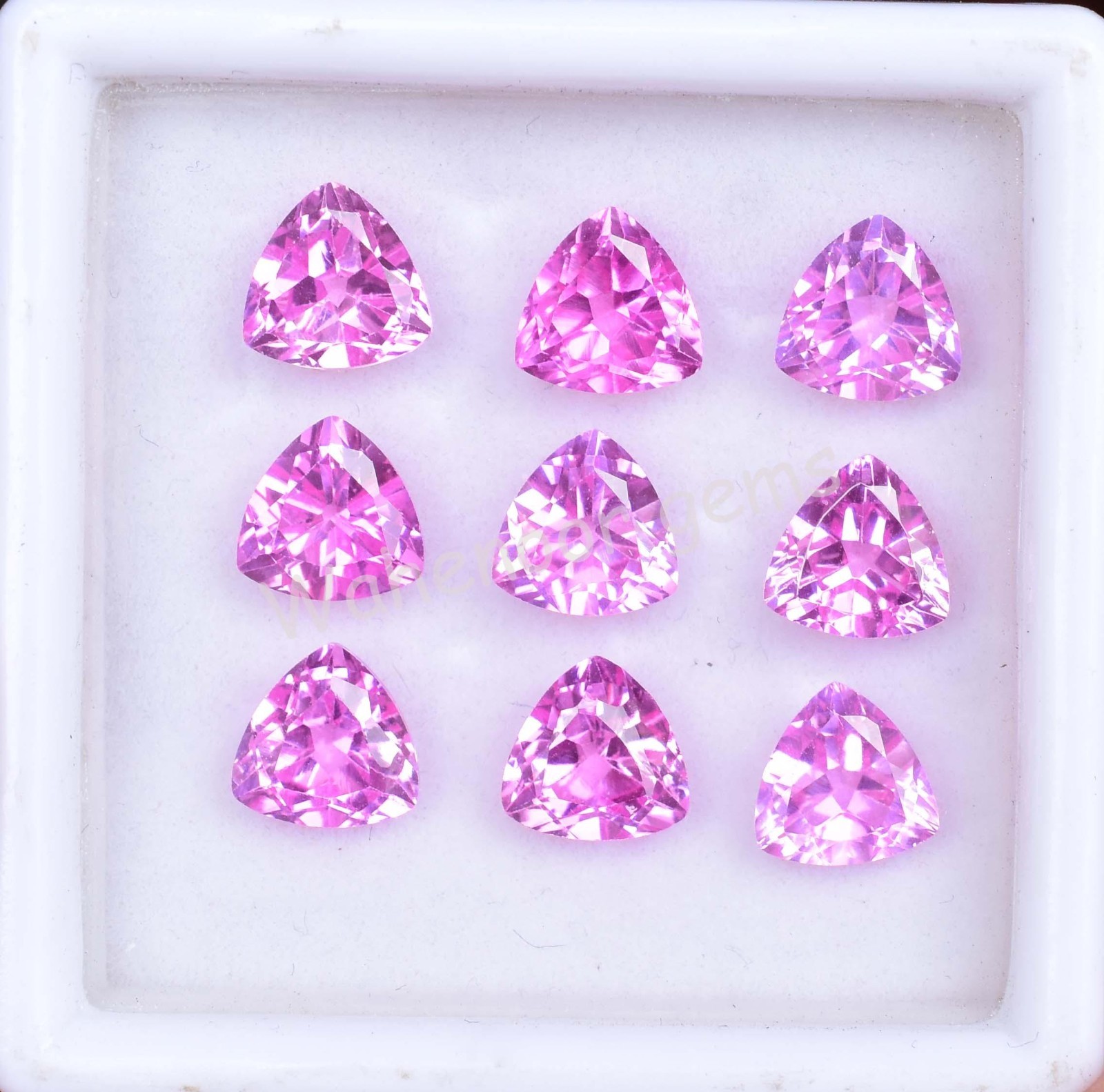 9 Pcs Natural Pink Mogok Ruby 6.90 MM Trillion Certified Loose Gemstone