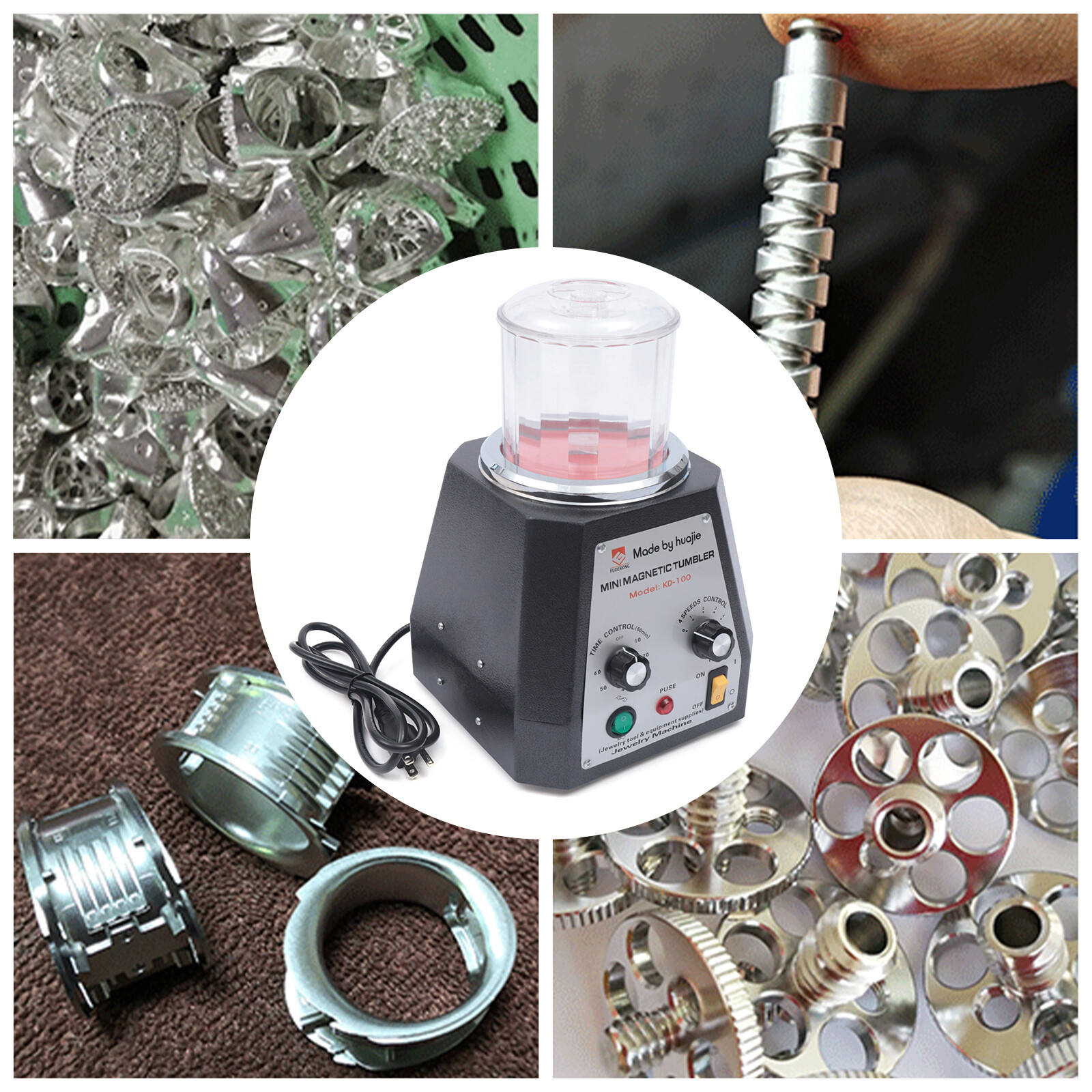 Magnetic Tumbler Jewelry Polishing Machine 100 mm Jewelry Finisher 4-Speed USA