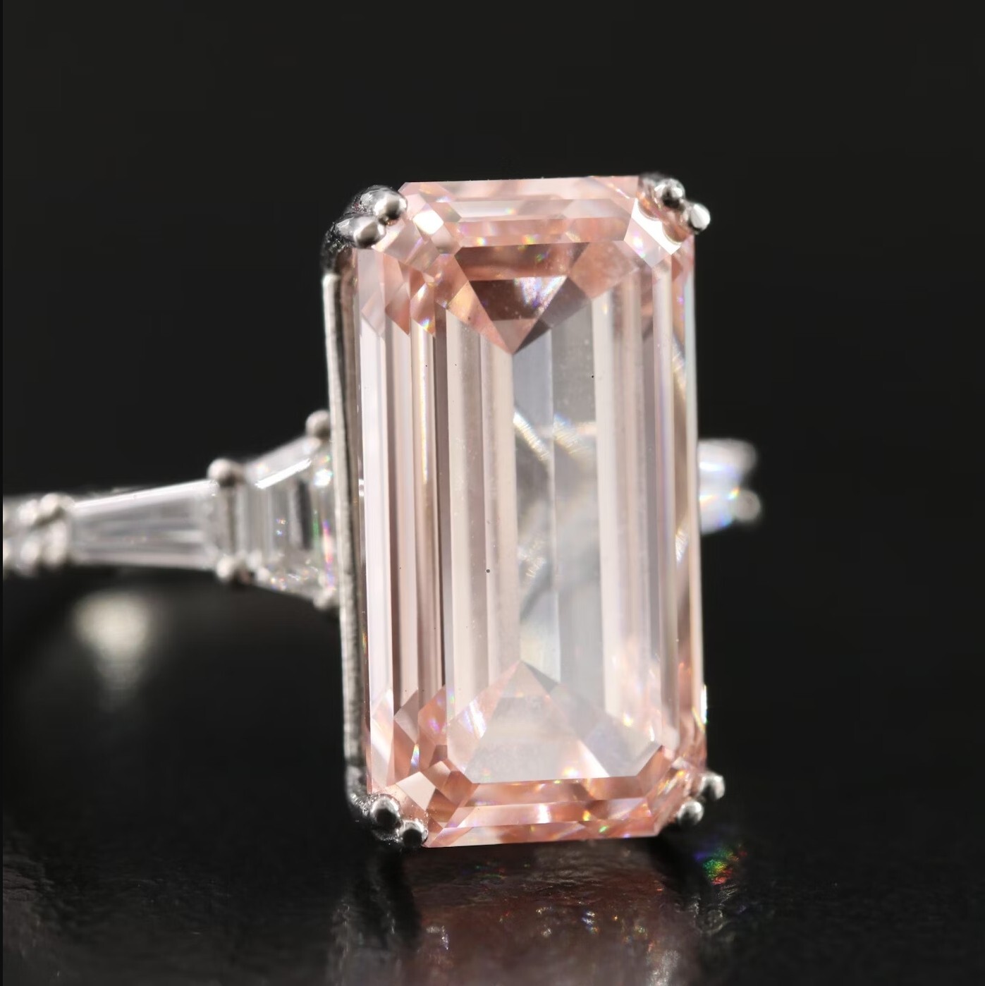 IGI Report Platinum 9.81 CTW Lab Grown Diamond Ring & Fancy Intense Pink Size 6