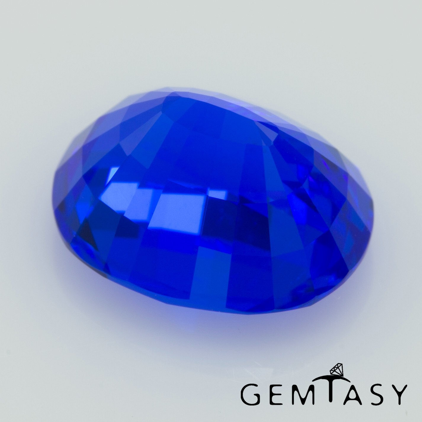 Cut stone – Spinel neon Blue Czochralski (Pulled) lab grown, facet 10x8mm 3.91ct
