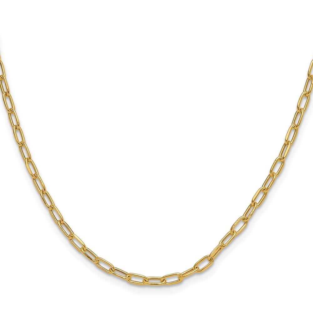 14k Yellow Gold 3.0mm Semi-Solid Diamond-cut Paperclip Chain Necklace 24″