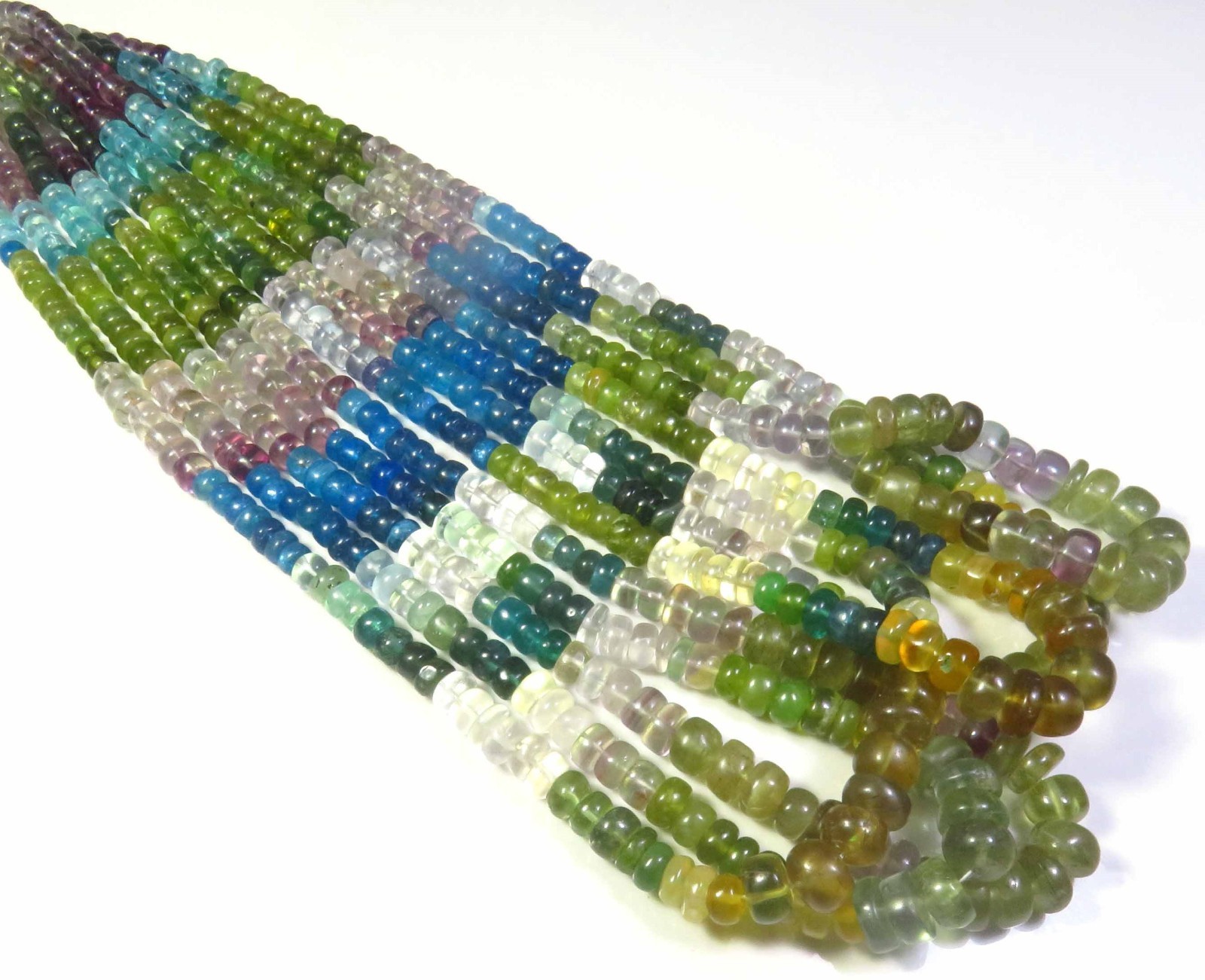 Apatite Rondelle Gems Beads 16″Inch Natural Multi Apatite Plain Beads 4.5-8mm LC