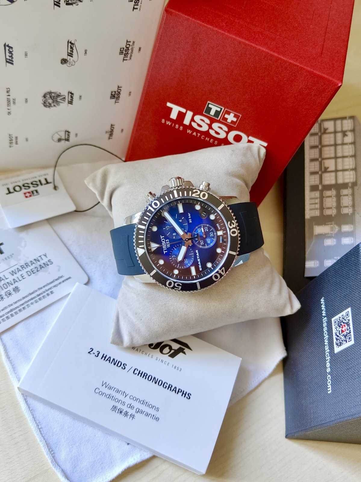 Tissot Seastar 1000 T-Sport Steel Men’s Chronograph Blue Black Dial Diver 300m