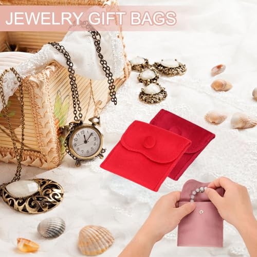 Velvet Jewelry Pouches, 6 Pcs Jewelry Packaging Gift Bags (4″x4″) Blue/Gray