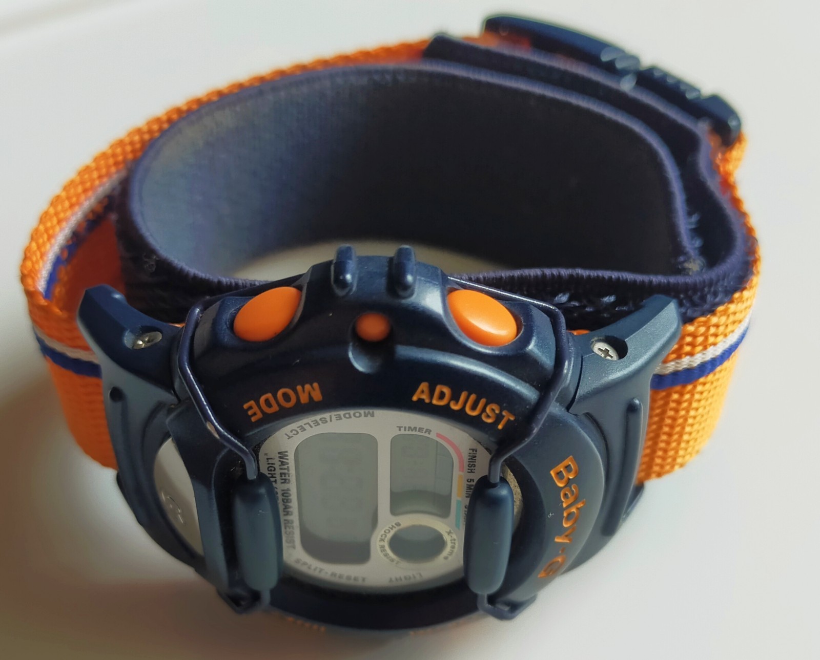 Casio Baby-G X-treme BGX-100 Module 1359 Digital Watch Navy Orange Strap