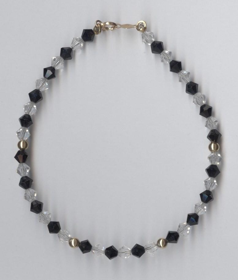 14K 3.29 Gram 7″ Solid Yellow Gold Rondelle Black Crystal CZ Strand Bracelet SW