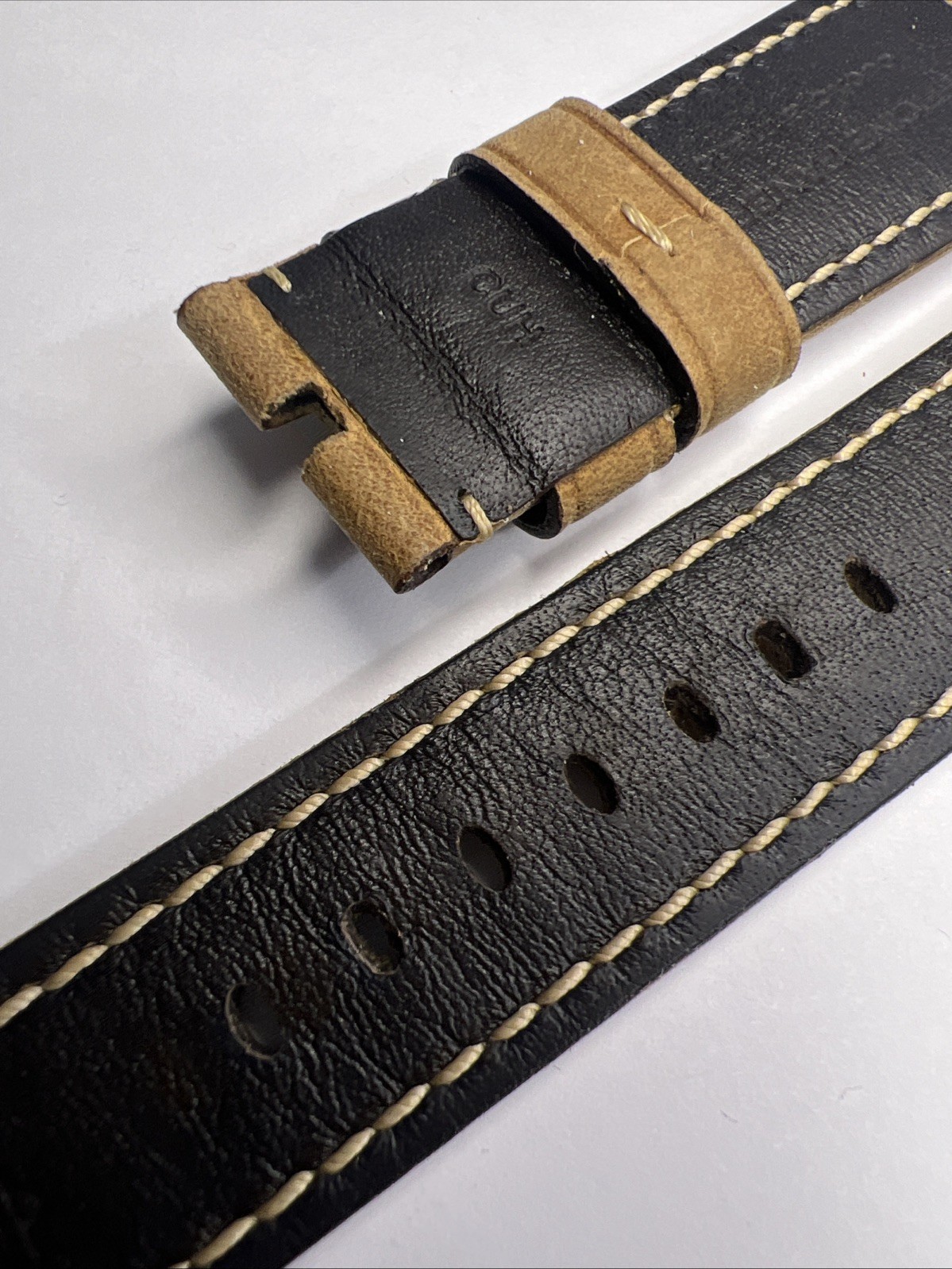 Panerai 26mm x 22mm Tan Light Brown Leather Strap Band w/ Ivory Stitching