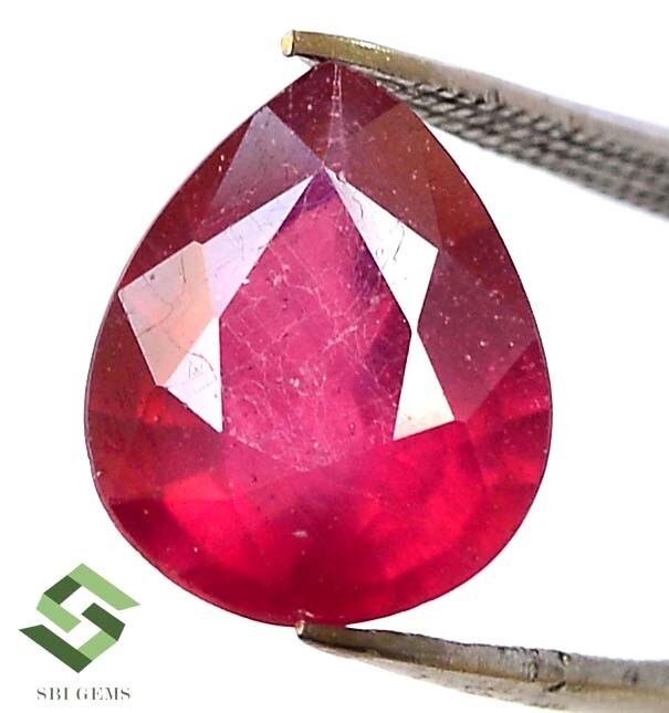 11×9 mm Natural Ruby Pear Cut 3.91 CTS Mozambique Faceted Loose Gemstone GF