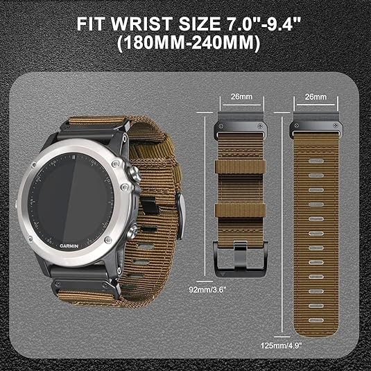 Garmin Fenix 7X 6X 5X Pro QuickFit 22mm 26mm Braided Nylon Watch Strap Band
