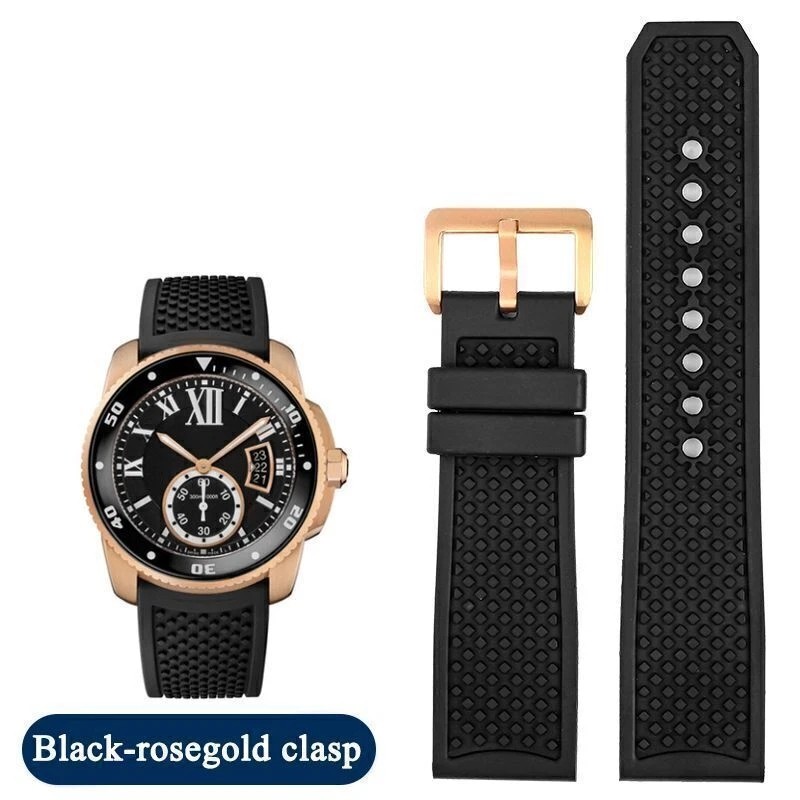 23mm 24mm Silicone Rubber Watch Band Strap Fits For C.artier Calibre WSCA0006