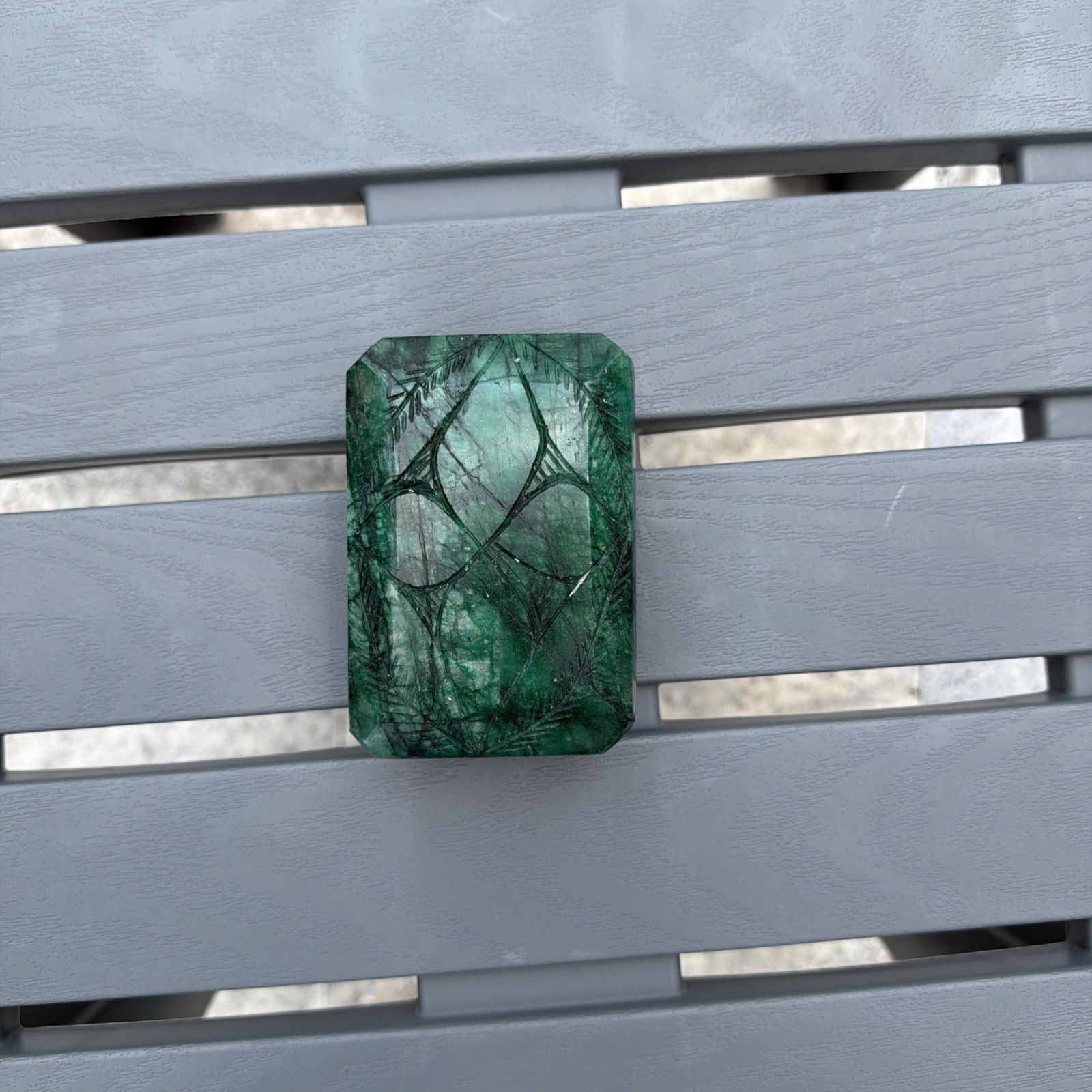 HIGH VALUE extremely large carved forest green emerald gemstone