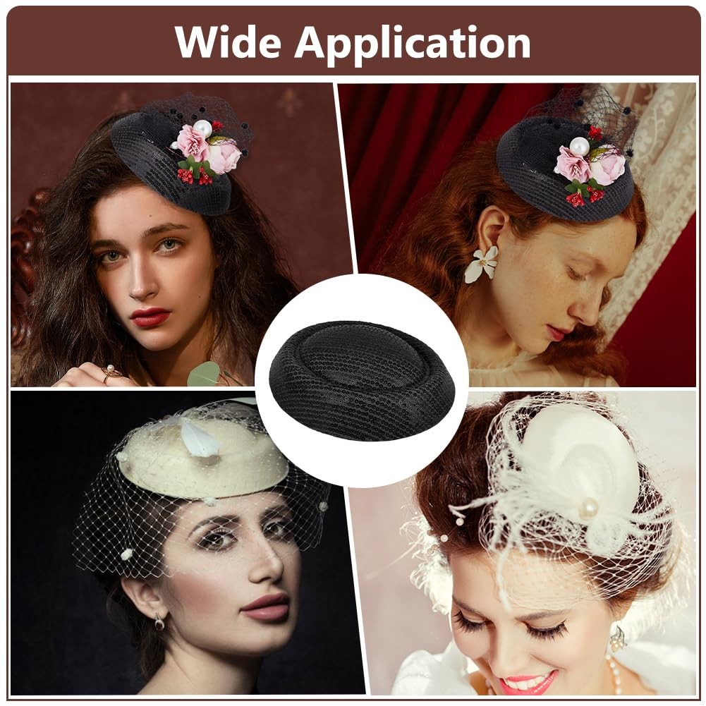 2Pcs Black Fascinators Hat Base Polyester Millinery Base with Glitter Sequins…