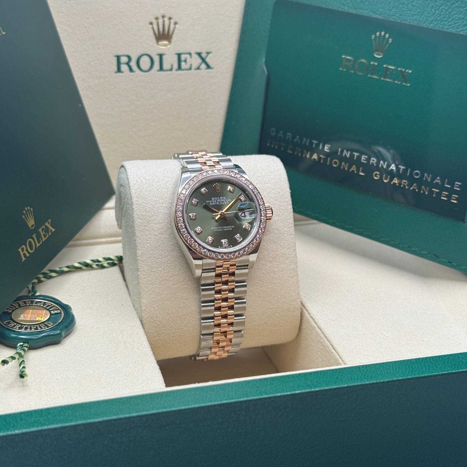 Rolex Lady-Datejust NEW 2025 Olive Green Diamond Dial 279381RBR Jubilee Bracelet
