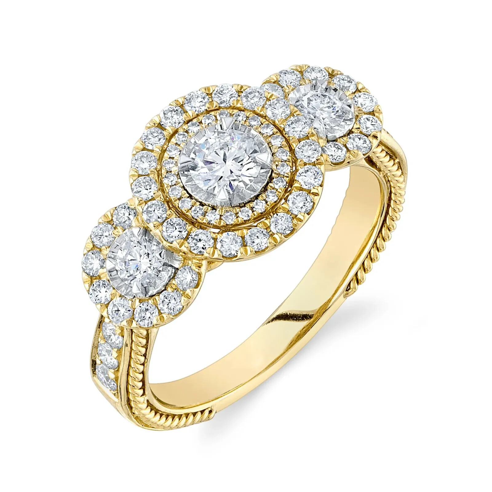 Diamond Engagement Ring 14K White Gold 3 Three Stone Round Cut 1.00 TCW Natural