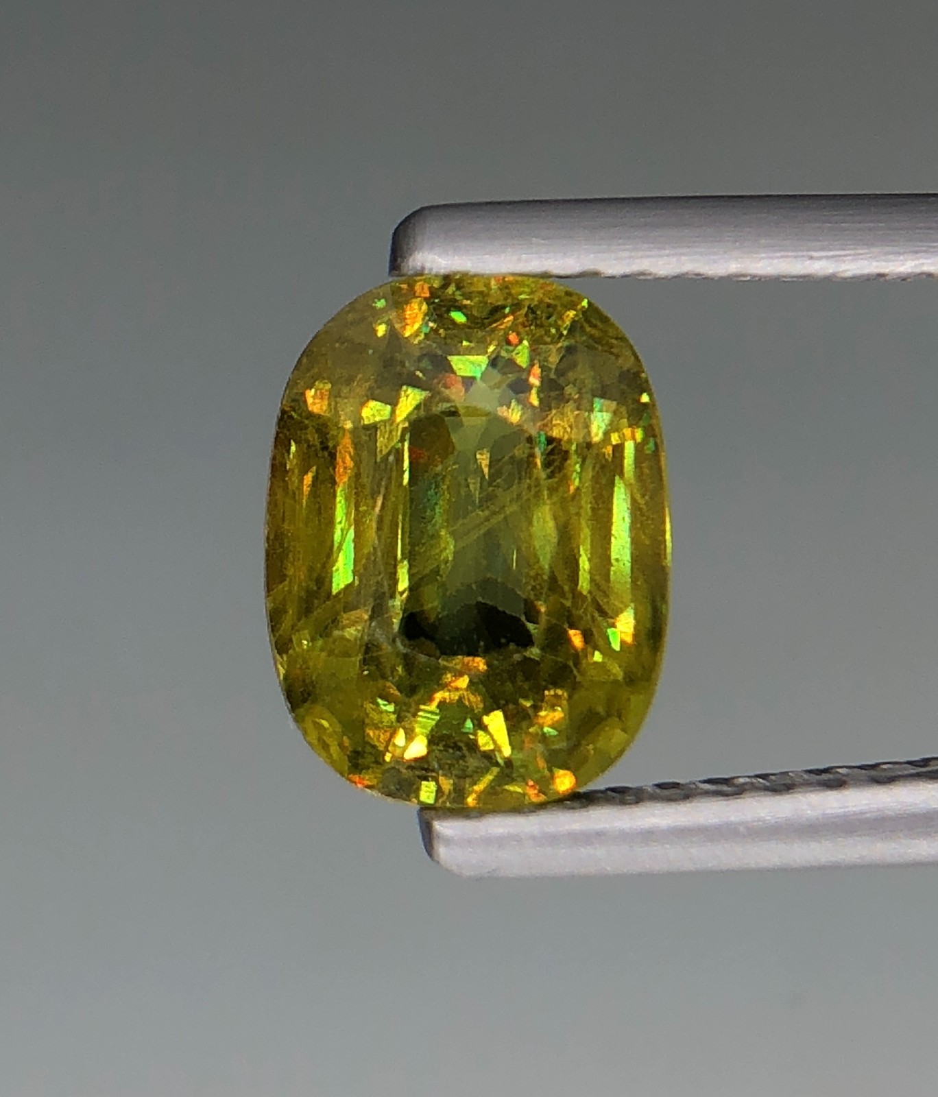 2.38 Ct Natural Faceted Full Fire Sphene / Titanite Cushion Cut Loose Gemstone
