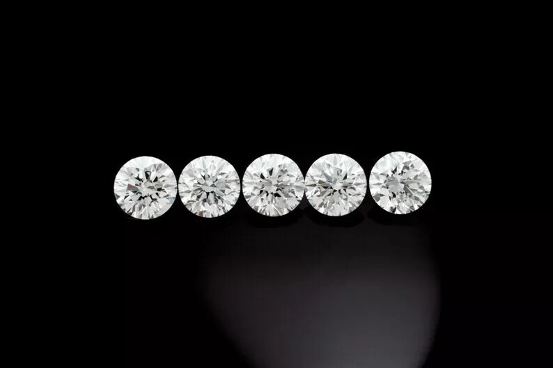 2 Ct Natural White Diamond Round Cut 5 mm 5 Pcs VVS1 D Grade GDGL Certified D62