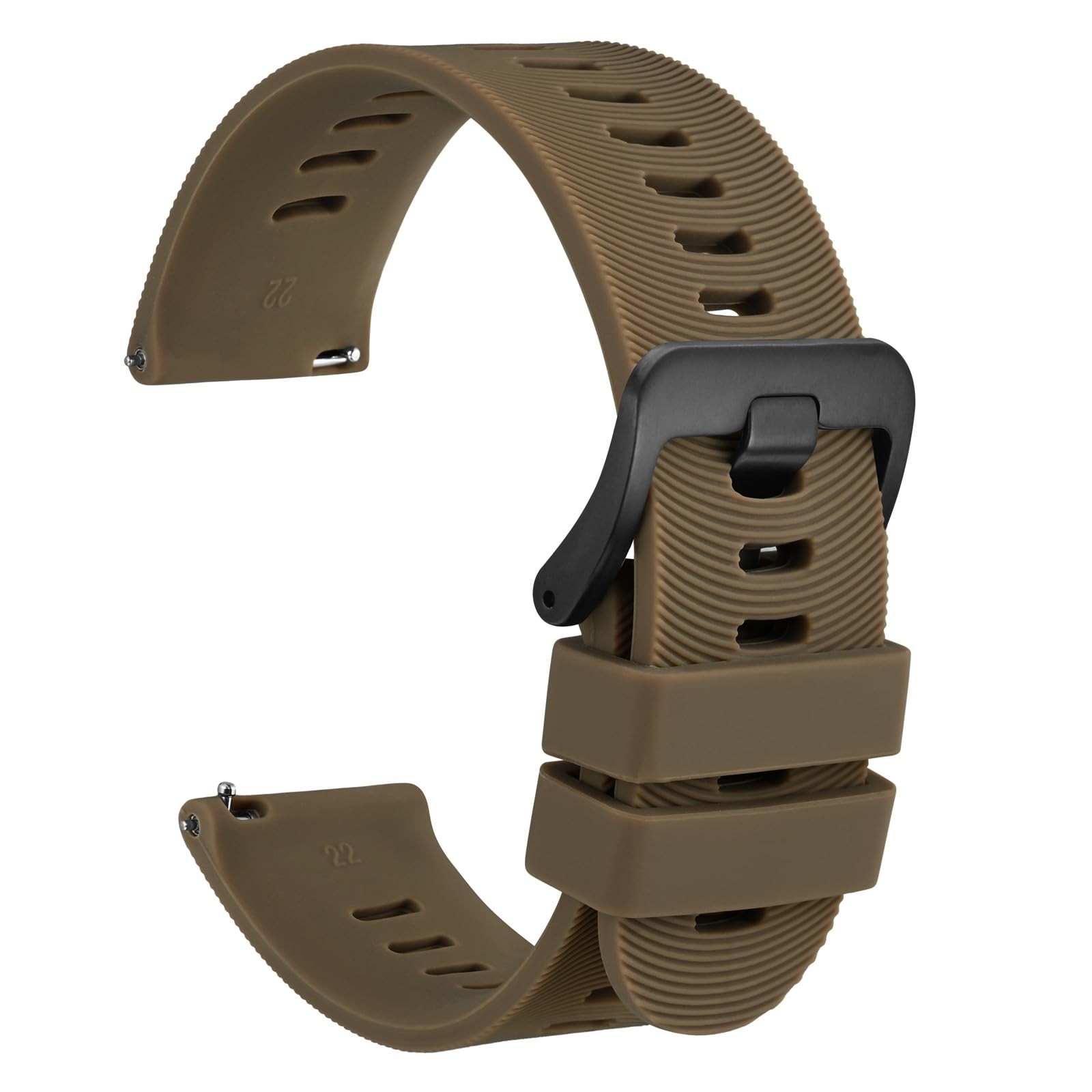 WOCCI 22mm Arched Stripes Silicone Watch Band for Men, Quick Release Strap, B…