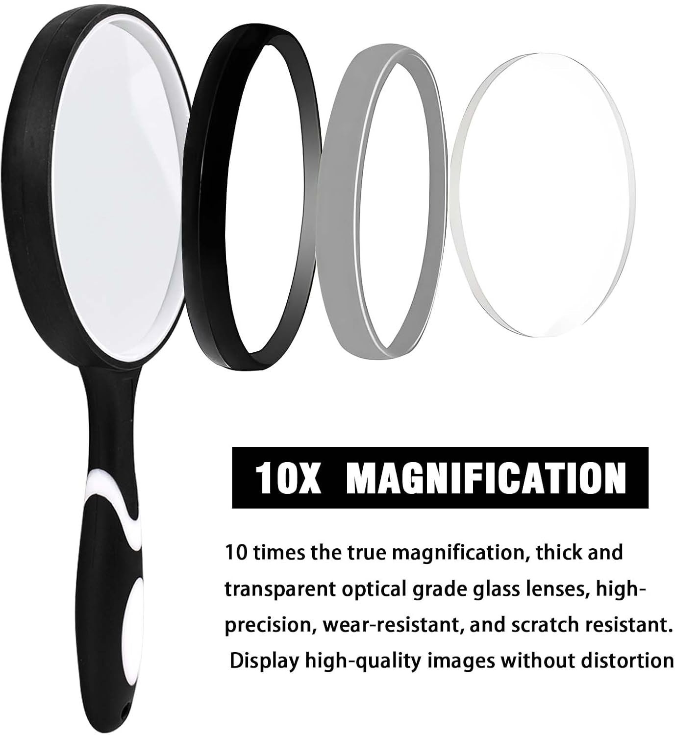 10X Magnifying Glass with Glass Lens – Ideal for Observing Fine Details